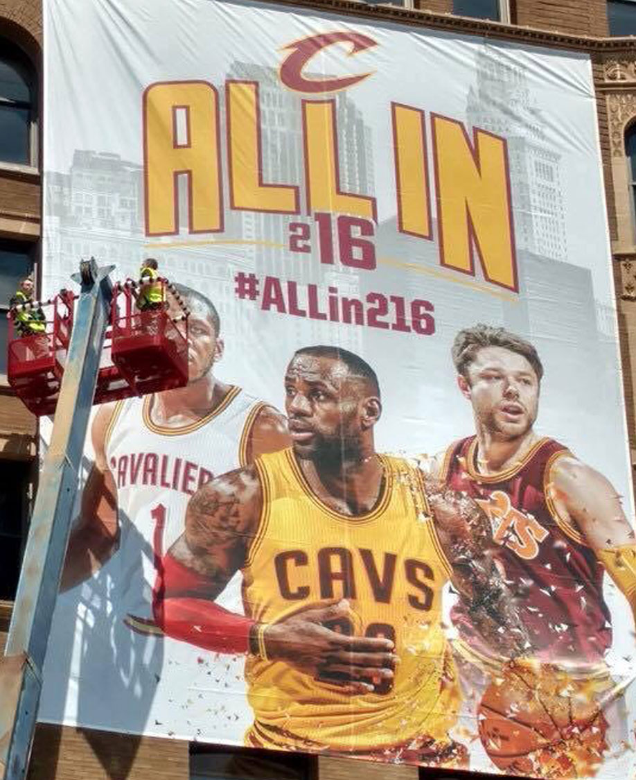 Cleveland Cavaliers Building Banner Graphics Install